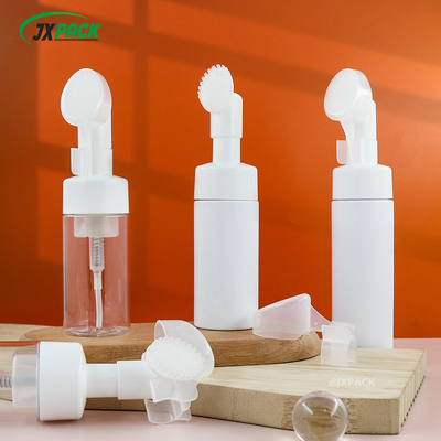 40 ml Biała, przejrzysta butelka z pompą piankową, okrągły kształt z silikonową szczotką czyszczącą